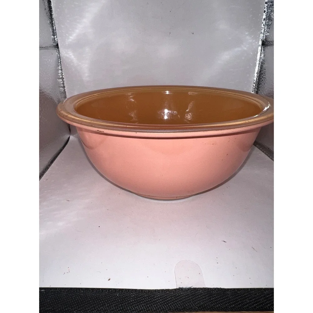 Vintage Pyrex Pink and Yellow Glass Mixing Bowl 6.25 Inch Made in USA